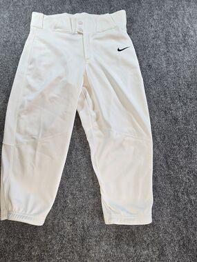 Nike White Athletic Baseball Pants with Swoosh Sz S